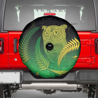 New Zealand Aotearoa Ruru Spare Tire Cover Maori Fern Art Green