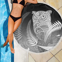 New Zealand Aotearoa Ruru Beach Blanket Maori Fern Art Black LT05 - Polynesian Pride