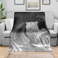 New Zealand Aotearoa Ruru Blanket Maori Fern Art Black LT05 - Polynesian Pride