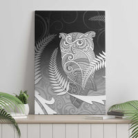New Zealand Aotearoa Ruru Canvas Wall Art Maori Fern Art Black LT05 - Polynesian Pride