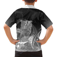 New Zealand Aotearoa Ruru Hawaiian Shirt Maori Fern Art Black