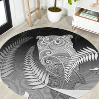 New Zealand Aotearoa Ruru Round Carpet Maori Fern Art Black LT05 Black - Polynesian Pride