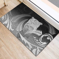 New Zealand Aotearoa Ruru Rubber Doormat Maori Fern Art Black