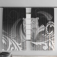 New Zealand Aotearoa Ruru Window Curtain Maori Fern Art Black LT05 With Hooks Black - Polynesian Pride