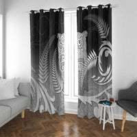 New Zealand Aotearoa Ruru Window Curtain Maori Fern Art Black LT05 With Grommets Black - Polynesian Pride