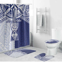 Northern Mariana Islands And Guam Bathroom Set Latte Stone With Tribal Pattern LT05 Bathroom Set (4 pcs) Blue - Polynesian Pride