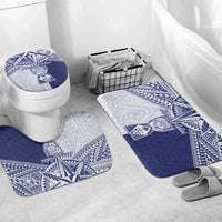 Northern Mariana Islands And Guam Bathroom Set Latte Stone With Tribal Pattern LT05 Mat Set Only (3 pcs) One Size Blue - Polynesian Pride