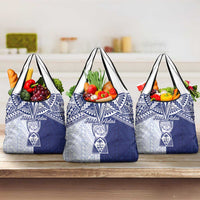 Northern Mariana Islands And Guam Grocery Bag Latte Stone With Tribal Pattern LT05 3-pack One Size Blue - Polynesian Pride