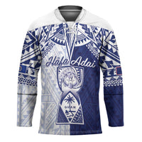 Personalised Northern Mariana Islands And Guam Hockey Jersey Latte Stone With Tribal Pattern LT05 Unisex Blue - Polynesian Pride
