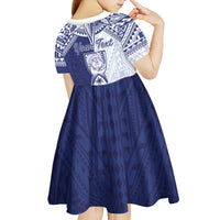 Personalised Northern Mariana Islands And Guam Kid Short Sleeve Dress Latte Stone With Tribal Pattern LT05 - Polynesian Pride