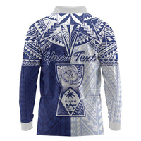 Personalised Northern Mariana Islands And Guam Long Sleeve Polo Shirt Latte Stone With Tribal Pattern LT05 - Polynesian Pride