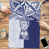 Northern Mariana Islands And Guam Puzzle Latte Stone With Tribal Pattern LT05 Blue - Polynesian Pride