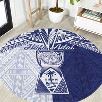 Northern Mariana Islands And Guam Round Carpet Latte Stone With Tribal Pattern LT05 Blue - Polynesian Pride