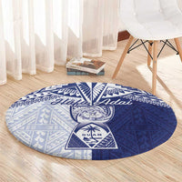 Northern Mariana Islands And Guam Round Carpet Latte Stone With Tribal Pattern LT05 - Polynesian Pride
