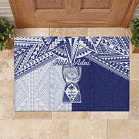 Northern Mariana Islands And Guam Rubber Doormat Latte Stone With Tribal Pattern LT05 Blue - Polynesian Pride
