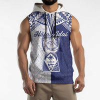Personalised Northern Mariana Islands And Guam Sleeveless Hoodie Latte Stone With Tribal Pattern LT05 - Polynesian Pride