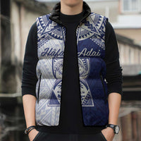 Personalised Northern Mariana Islands And Guam Sleeveless Puffer Jacket Latte Stone With Tribal Pattern LT05 - Polynesian Pride
