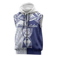 Personalised Northern Mariana Islands And Guam Sleeveless Zip Hoodie Latte Stone With Tribal Pattern LT05 Blue - Polynesian Pride
