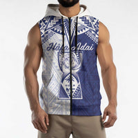 Personalised Northern Mariana Islands And Guam Sleeveless Zip Hoodie Latte Stone With Tribal Pattern LT05 - Polynesian Pride