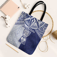 Northern Mariana Islands And Guam Tote Bag Latte Stone With Tribal Pattern LT05 Black Strap One Size Blue - Polynesian Pride