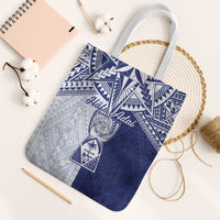 Northern Mariana Islands And Guam Tote Bag Latte Stone With Tribal Pattern LT05 White Strap One Size Blue - Polynesian Pride