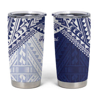 Northern Mariana Islands And Guam Tumbler Cup Latte Stone With Tribal Pattern LT05 Blue - Polynesian Pride