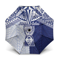 Northern Mariana Islands And Guam Umbrella Latte Stone With Tribal Pattern LT05 One Size Folded 11.42 inch Opened Diameter 37.4 inch Blue - Polynesian Pride