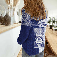 Personalised Northern Mariana Islands And Guam Women Casual Shirt Latte Stone With Tribal Pattern LT05 - Polynesian Pride
