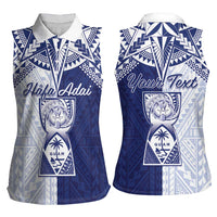 Personalised Northern Mariana Islands And Guam Women Sleeveless Polo Shirt Latte Stone With Tribal Pattern LT05 - Polynesian Pride