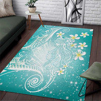 Polynesian Jellyfish Area Rug With Plumeria Teal LT05 Teal - Polynesian Pride