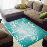 Polynesian Jellyfish Area Rug With Plumeria Teal LT05 - Polynesian Pride