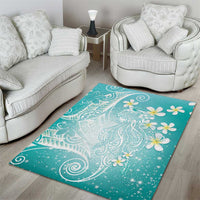 Polynesian Jellyfish Area Rug With Plumeria Teal LT05 - Polynesian Pride