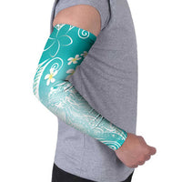 Polynesian Jellyfish Arm Sleeves With Plumeria Teal LT05 - Polynesian Pride
