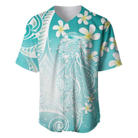 Polynesian Jellyfish Baseball Jersey With Plumeria Teal LT05 Teal - Polynesian Pride