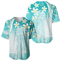 Polynesian Jellyfish Baseball Jersey With Plumeria Teal LT05 - Polynesian Pride