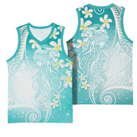 Polynesian Jellyfish Basketball Jersey With Plumeria Teal LT05 - Polynesian Pride
