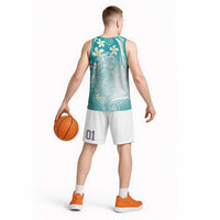 Polynesian Jellyfish Basketball Jersey With Plumeria Teal LT05 - Polynesian Pride