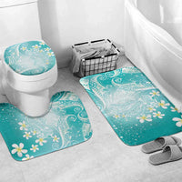 Polynesian Jellyfish Bathroom Set With Plumeria Teal LT05 Mat Set Only (3 pcs) One Size Teal - Polynesian Pride