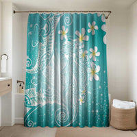 Polynesian Jellyfish Bathroom Set With Plumeria Teal LT05 Shower Curtain Only Teal - Polynesian Pride