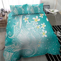 Polynesian Jellyfish Bedding Set With Plumeria Teal LT05 - Polynesian Pride
