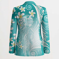 Polynesian Jellyfish Blazer With Plumeria Teal LT05 - Polynesian Pride