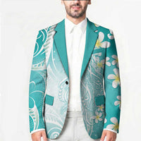 Polynesian Jellyfish Blazer With Plumeria Teal LT05 - Polynesian Pride
