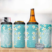 Polynesian Jellyfish 4 in 1 Can Cooler Tumbler With Plumeria Teal LT05 - Polynesian Pride