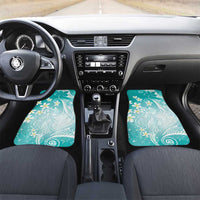 Polynesian Jellyfish Car Mats With Plumeria Teal LT05 Set 2pcs - Front Teal - Polynesian Pride