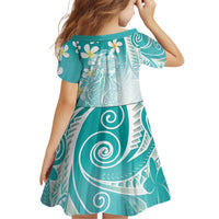Polynesian Jellyfish Family Matching Off Shoulder Short Dress and Hawaiian Shirt With Plumeria Teal