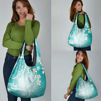 Polynesian Jellyfish Grocery Bag With Plumeria Teal LT05 - Polynesian Pride
