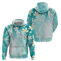 Polynesian Jellyfish Hoodie With Plumeria Teal LT05 - Polynesian Pride