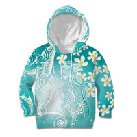 Polynesian Jellyfish Kid Hoodie With Plumeria Teal LT05 Hoodie Teal - Polynesian Pride