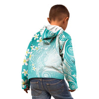 Polynesian Jellyfish Kid Hoodie With Plumeria Teal LT05 - Polynesian Pride