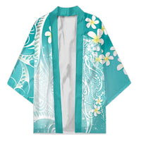 Polynesian Jellyfish Kimono With Plumeria Teal LT05 Unisex Teal - Polynesian Pride